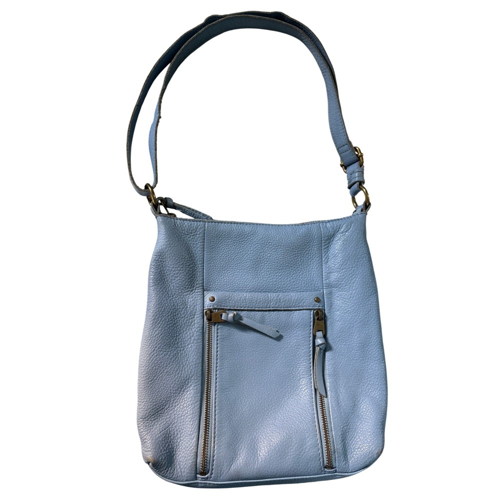 The Sak Collective Ladera Light Blue Pebbled Leather Crossbody‎ Bag Hobo Purse